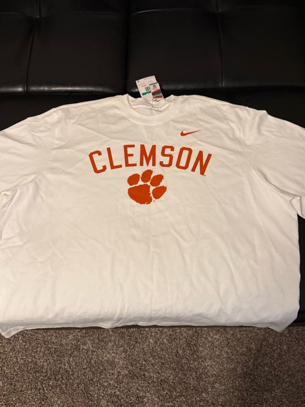 Women’s Nike Clemson White Crewneck Pre-Cropped T-Shirt with Orange Logo